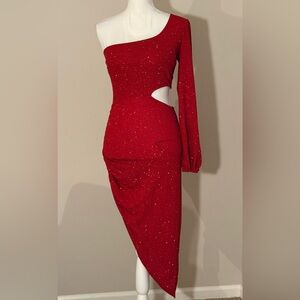 Elegant Red One-Shoulder Dress